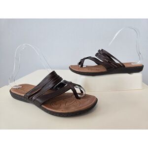 B.O.C. Born Alisha Chocolate Brown Strappy Comfort Slide Sandals Size 6 Women’s